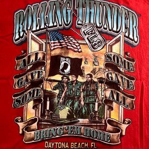 Rolling Thunder FL8 Daytona Beach POW MIA Military Bring 'Em Home Red T-Shirt